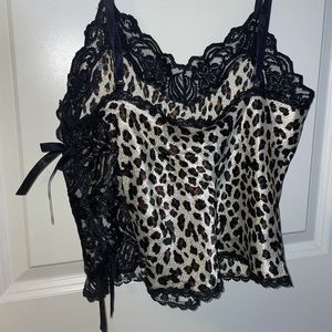 Leopard print satin vintage lingerie cami